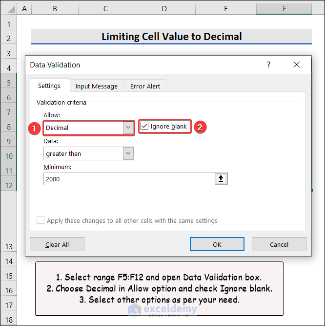Limit Cell Value to Decimal
