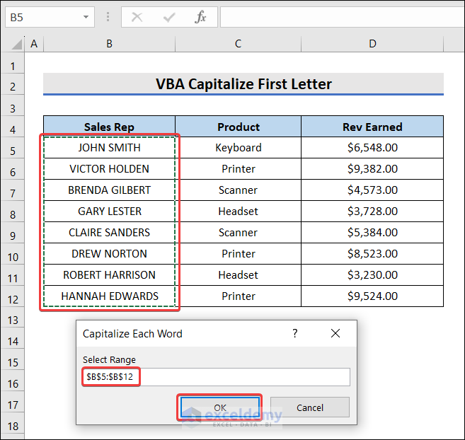 VBA Capitalize First Letter