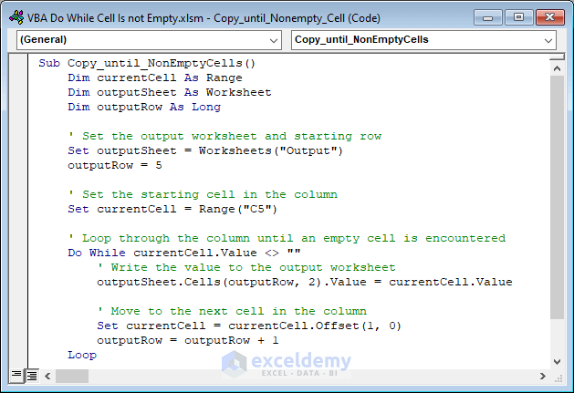 code to copy values to other sheet till empty cell is not found