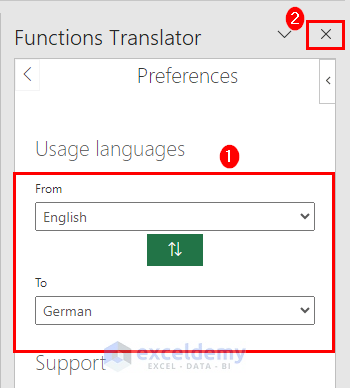 Selecting languages