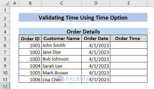Dataset of Time Validation