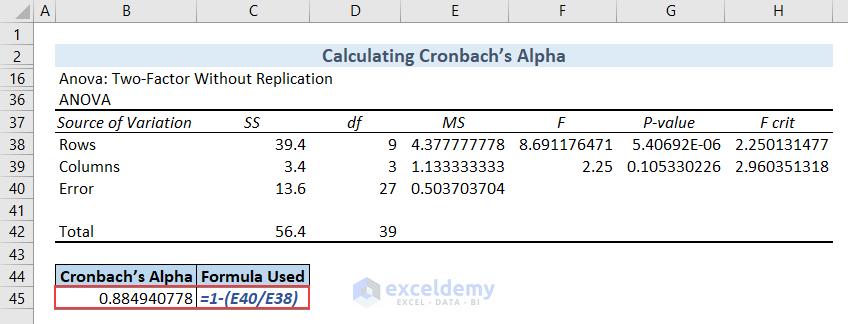 Cronbach's Alpha Calculation