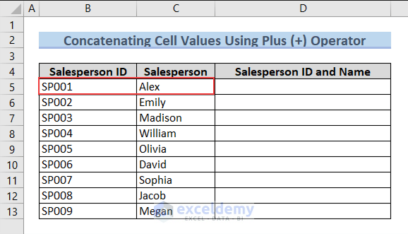 Dataset for Automatically Concatenating Column Wise Series of Cell Values in Excel VBA 