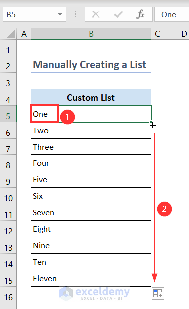 Making a custom list manually