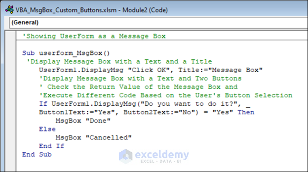 Create Userform to Add Custom Buttons in MsgBox 