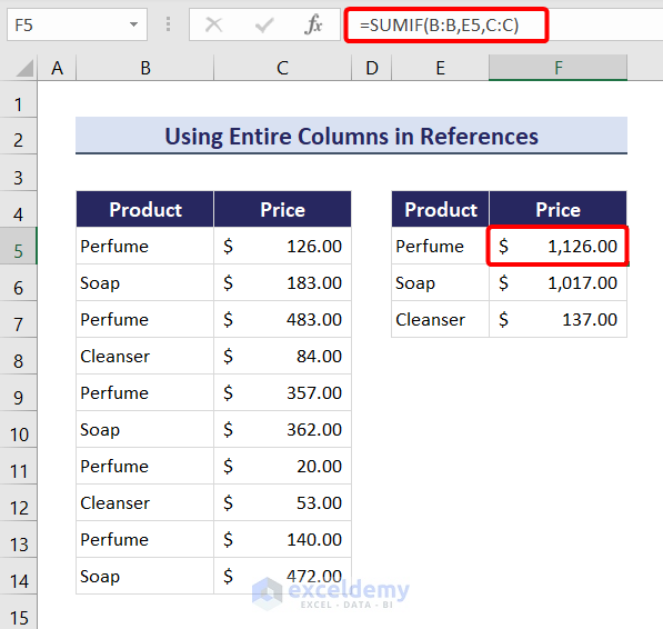 Using Entire Column in Reference
