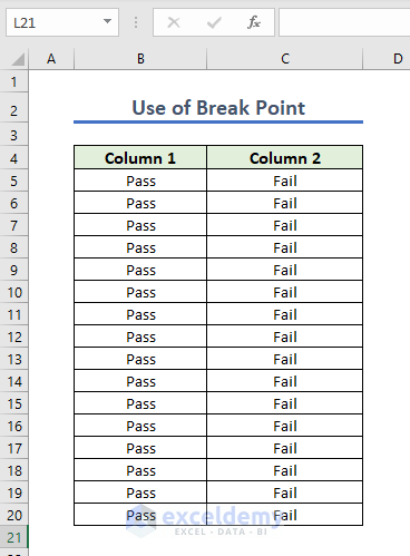 Final Output with Break Point Feature