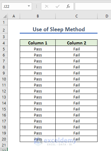 Final Output with Sleep Function