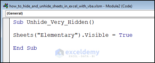 VBA Code to Unhide very hidden sheet.