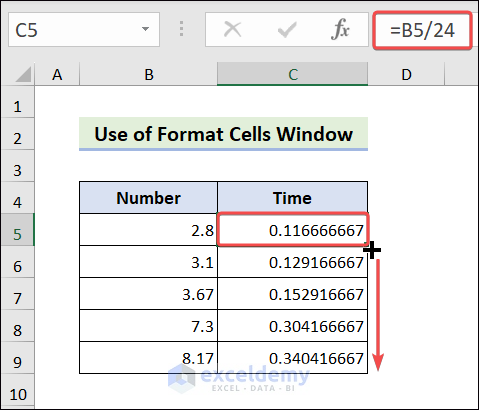 Apply formula before using Format Cells Window