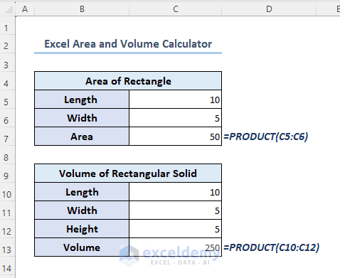 Excel Data Volume How to Use Excel as Area and Volume Calculator? - ExcelDemy
