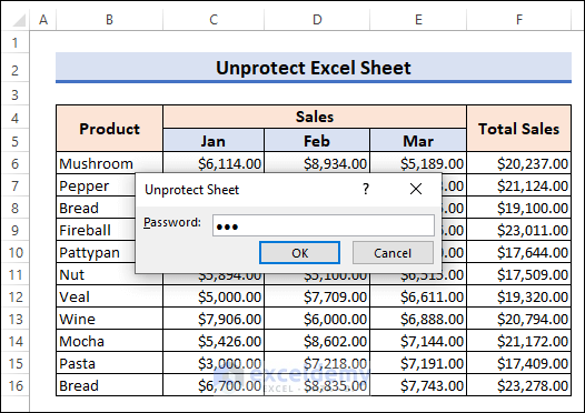 Unprotect Excel Sheet