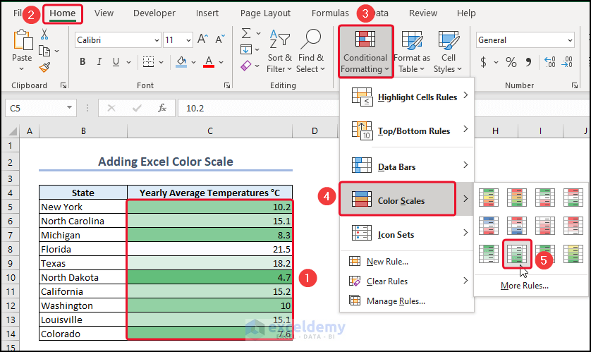 Adding Excel Color Scale