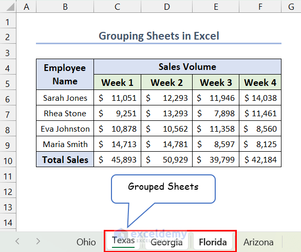 Overview of Grouping Sheets in Excel