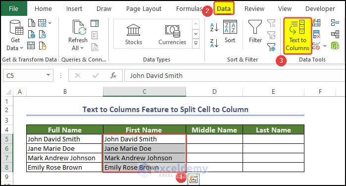 Text to Columns Feature to Split Column in Excel