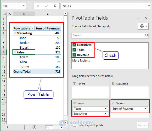Organizing Pivot Table for Excel Hierarchy