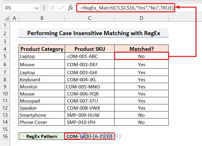 Performing Case Insensitive Matching with RegEx