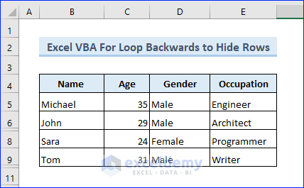 Result of hiding some Rows in Excel VBA