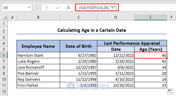 Ageing formula in Excel if birthdate is split into three different cells
