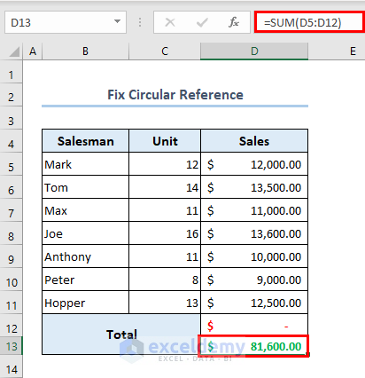 Fixing circular reference by copying formula
