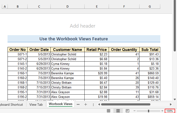 Page Layout View for Excel Zooming