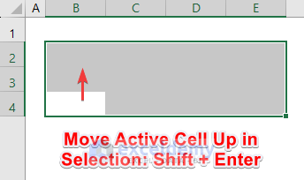 Keyboard Shortcut to Move Active Cell Up in Selection