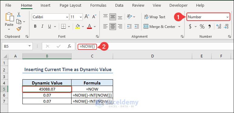 Inserting Current Time as Dynamic Value