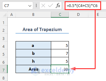 Calculating area of trapezium
