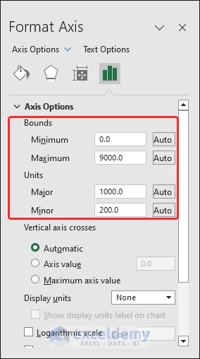 Format Axis options