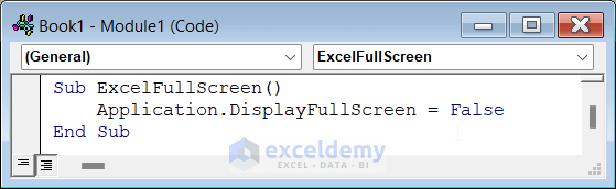 VBA code to disable full screen