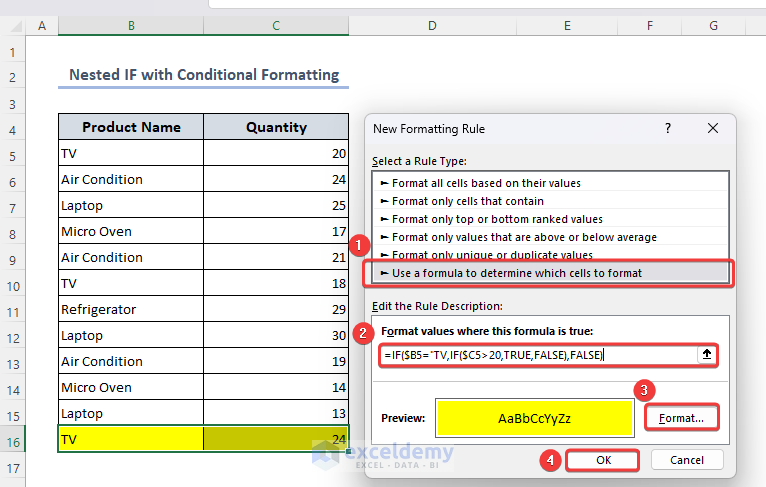 Apply conditional formatting