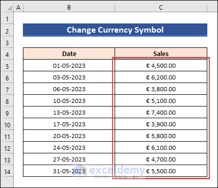 Change Currency Symbol