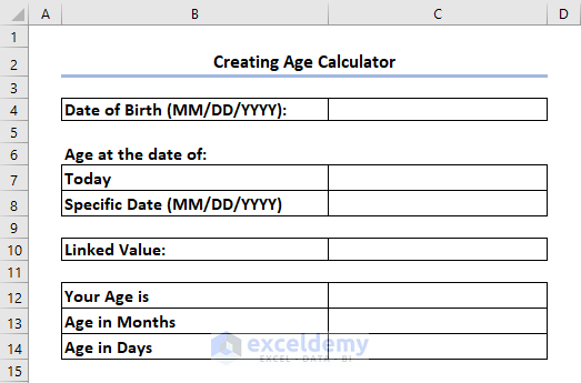 Creating an age Calculator in Excel