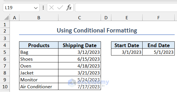 dataset with start and end date