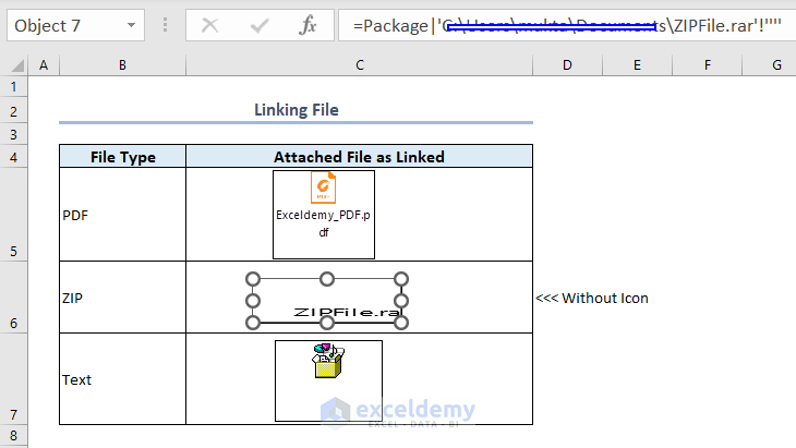 Attach Different Types of Files in Excel as Link