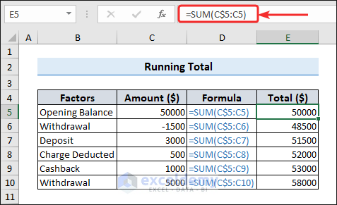 Calculating running total