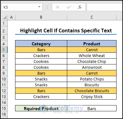 13- final output image of highlighting cell if contains specific text