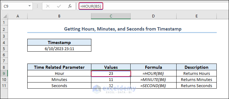 Getting Hours, Minutes, and Seconds from Timestamp