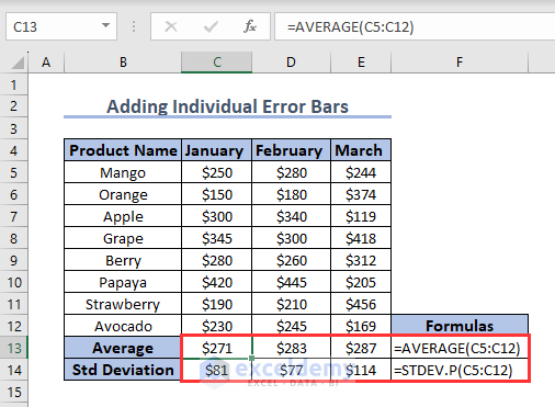 Calculating Average and Standard Deviation