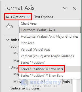 Selecting Series “position” x error bars option