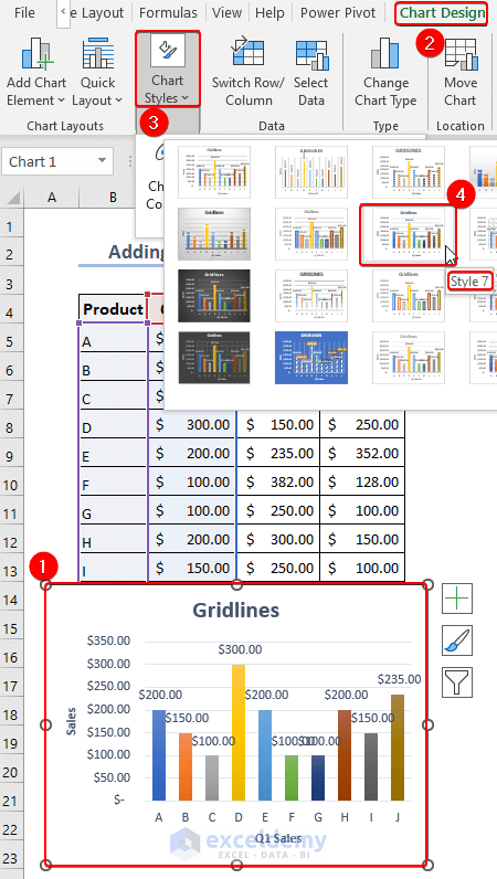 Using Style 7 from Chart Style in Excel