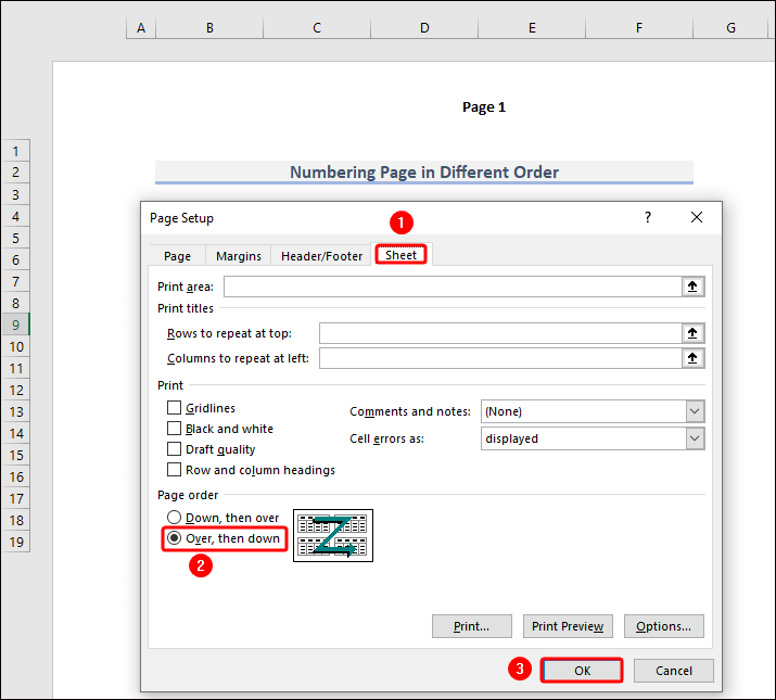 Command Sequence of Numbering Page in Different Order