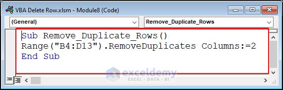 VBA Code to Delete Duplicate Rows
