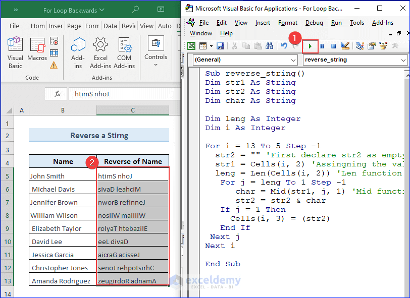 Excel VBA: Running a Backwards For Loop - ExcelDemy