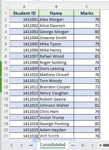  A New Dataset Combining Two Worksheets