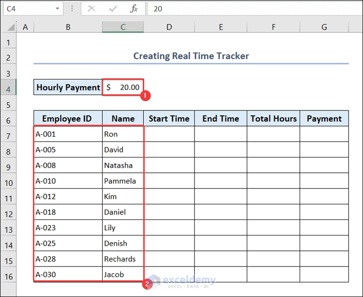 Format to Create Real Time Tracker