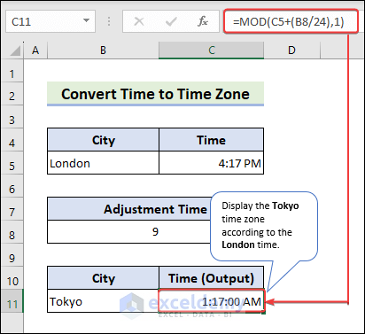 Time to Time Zone Conversion in Excel