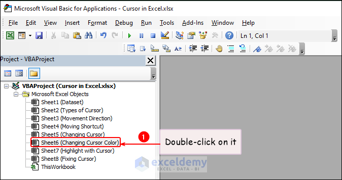double click on the sheet name to insert module