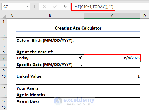 Ageing formula for first option button