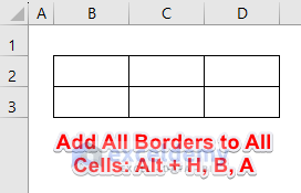 Keyboard Shortcut to Add All Borders to All Cells in Selection